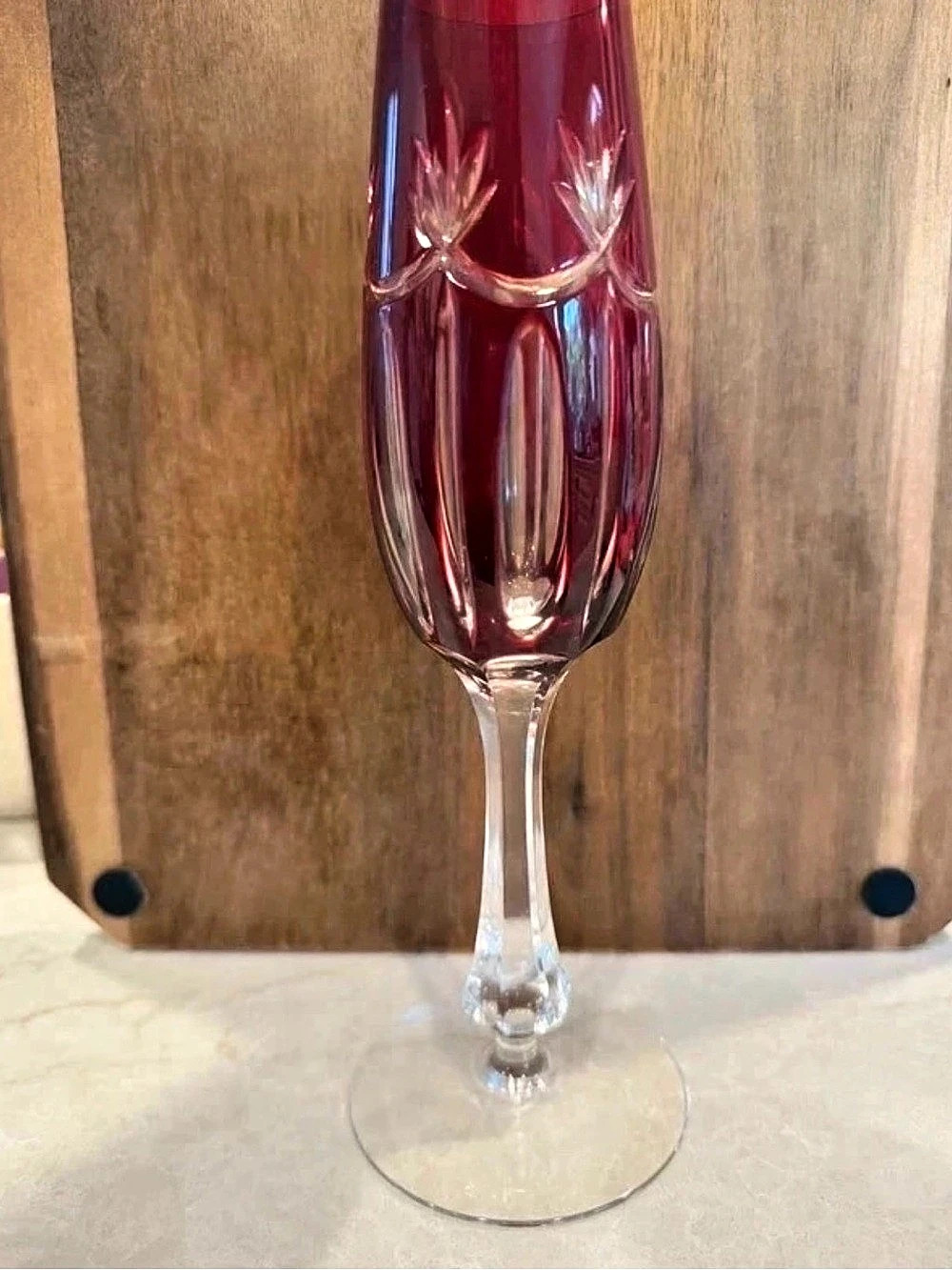 Ajka Ruby Red Crystal Champagne Flute